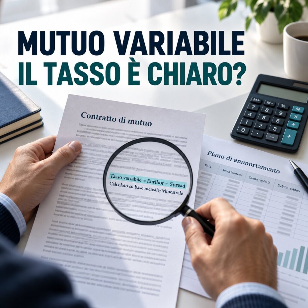 Controllo di un contratto di mutuo variabile con Euribor, spread, TAN e piano di ammortamento